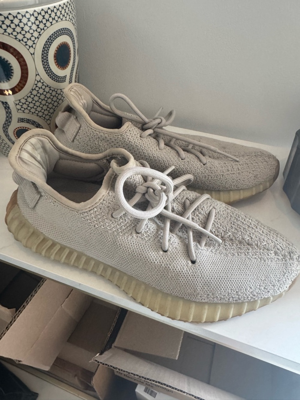 YEEZY Neutral Knit Sneakers with Translucent Sole 39